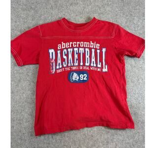 Abercrombie Basketball Shirt Youth Red Graphic Native American Y2K Tee Large